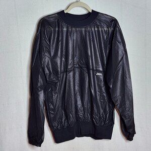 Gates Ov'r' Shirtz Black LS Nylon Body Cotton Span Trim Vtg Mesh Overshirt Sz L